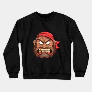 Angry Cartoon Pirate Face Crewneck Sweatshirt